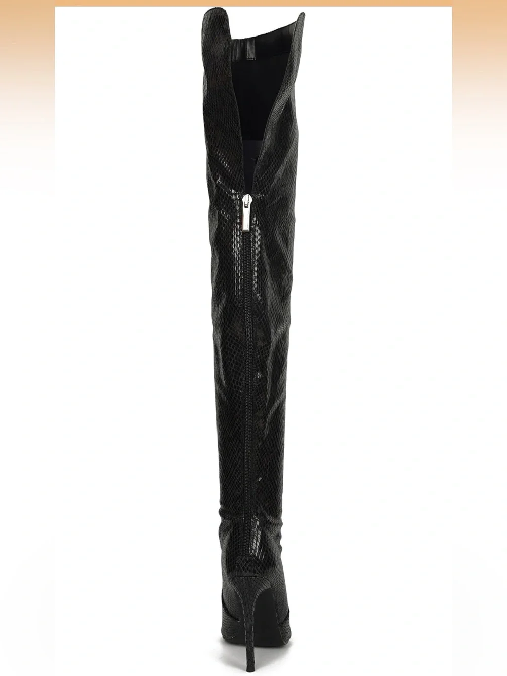 Cape Robbin Black Over-The-Knee Faux Snakeskin Stiletto Boots